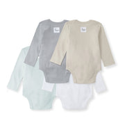 Quarry Solid Organic Cotton Long Sleeve Baby Bodysuit Pack of 4